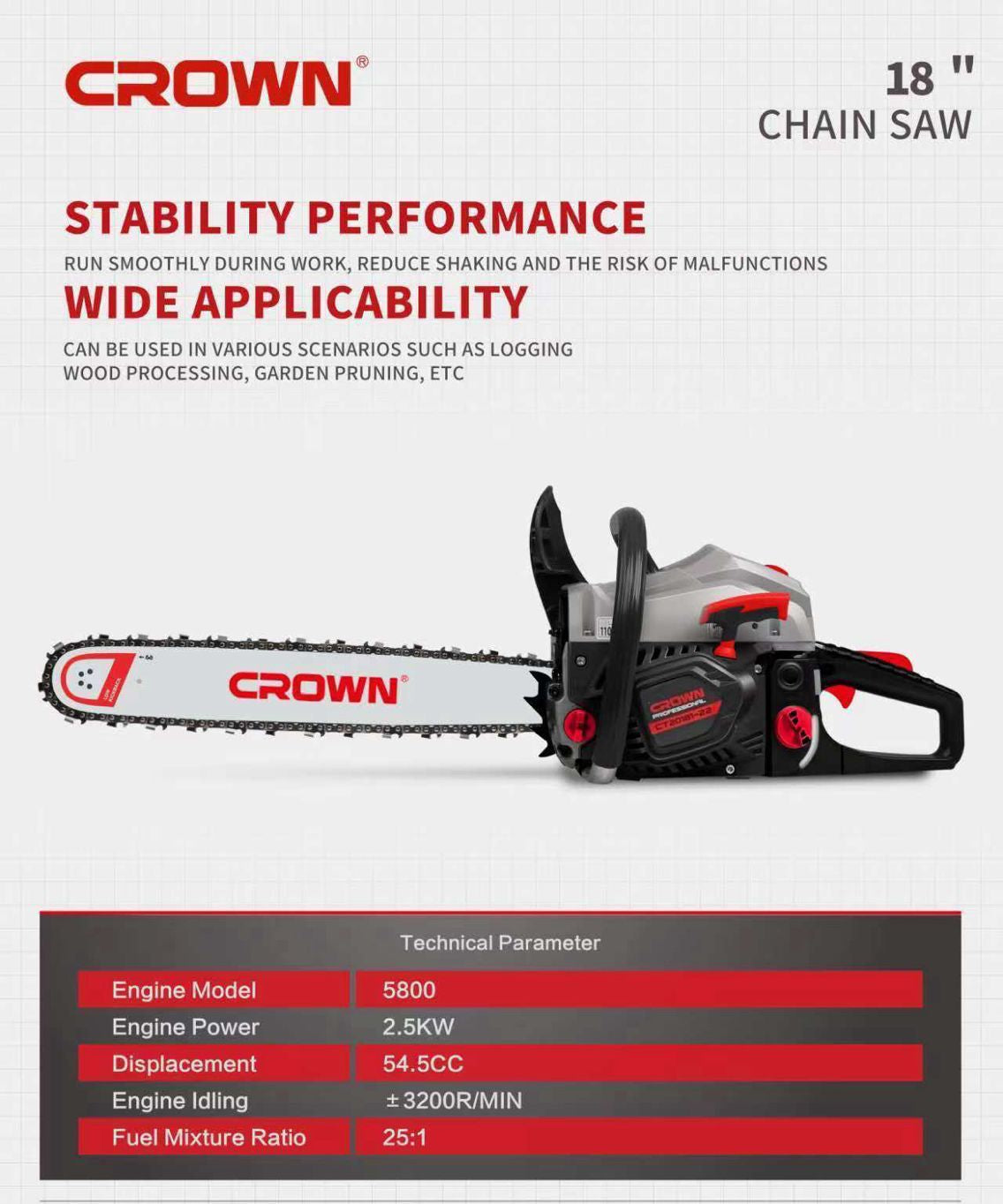 Gasoline Chainsaw 18"